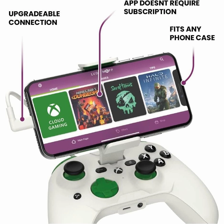 RiotPWR Xbox Edition iPhone Cloud Gaming Controller, Mobile Handheld Console for iPhone, 1 Month Free Xbox Game Pass Ultimate, MFi Certified for iOS