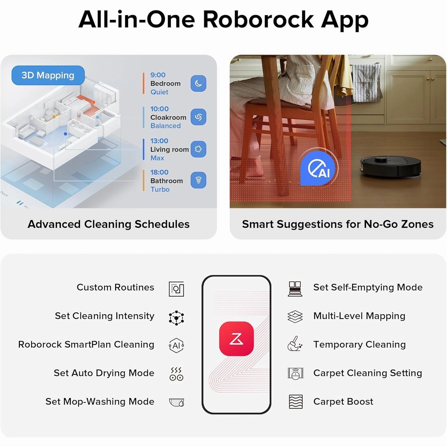 Roborock Qrevo S Robot Vacuum Cleaner and Mop, 7000Pa Suction, LiDAR, Reactive Tech, Black