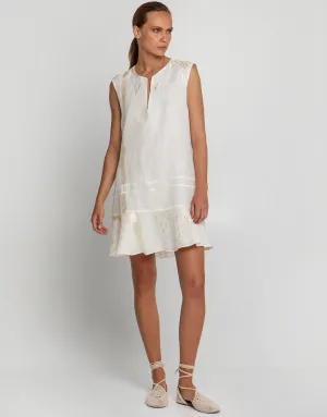 Roots Mini Dress - Natural and Champagne