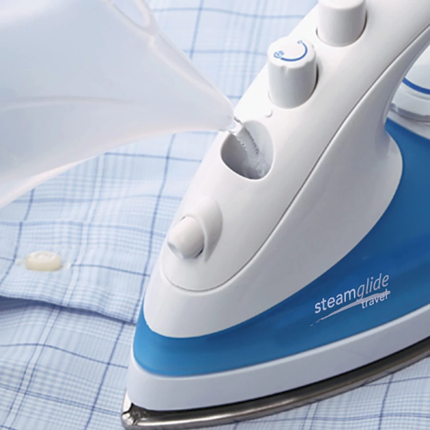 Russell Hobbs Dual Voltage Steam Glide Travel Iron, 80ml Water Tank, Stainless Steel Soleplate, Water Spray, Variable Temp & Steam - White