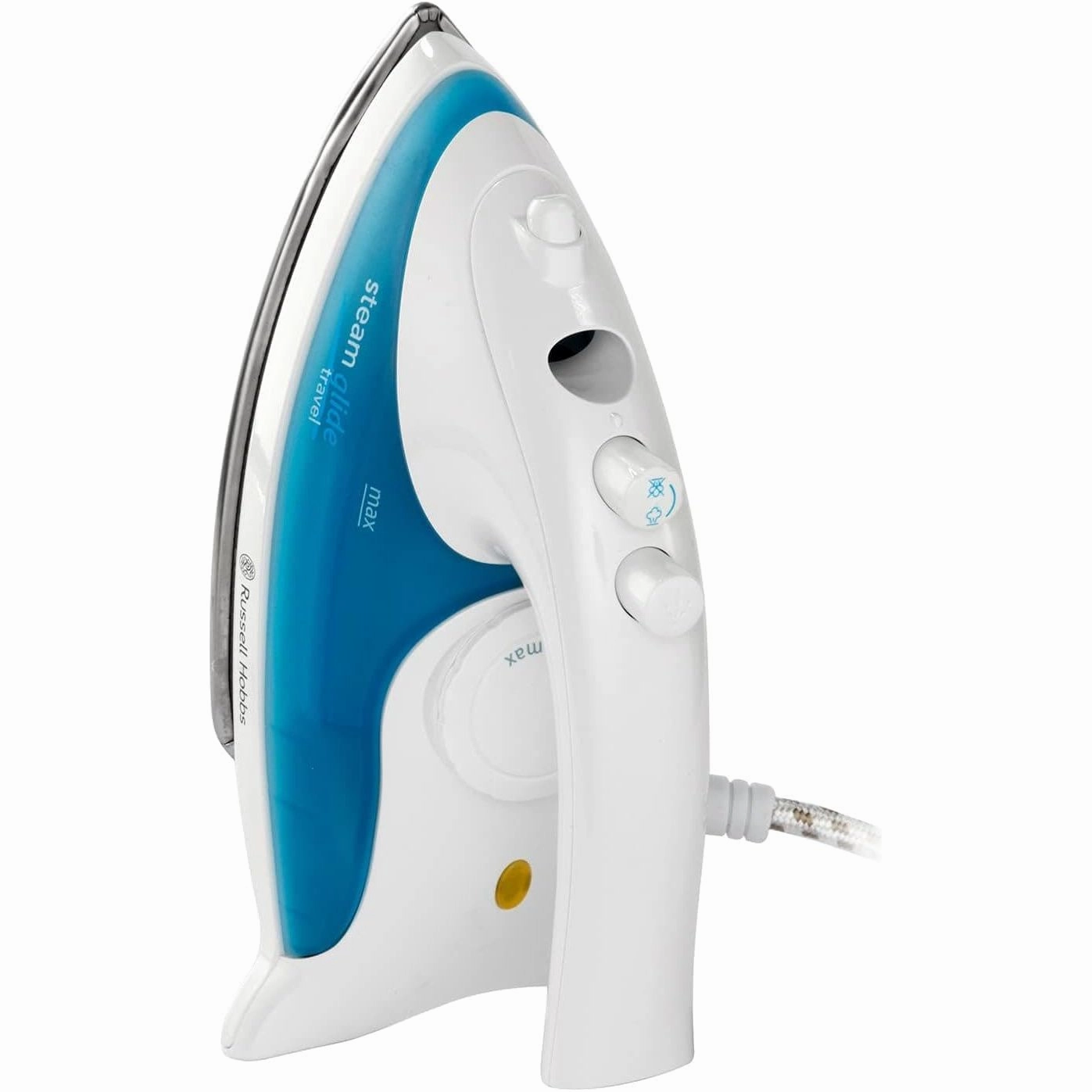 Russell Hobbs Dual Voltage Steam Glide Travel Iron, 80ml Water Tank, Stainless Steel Soleplate, Water Spray, Variable Temp & Steam - White