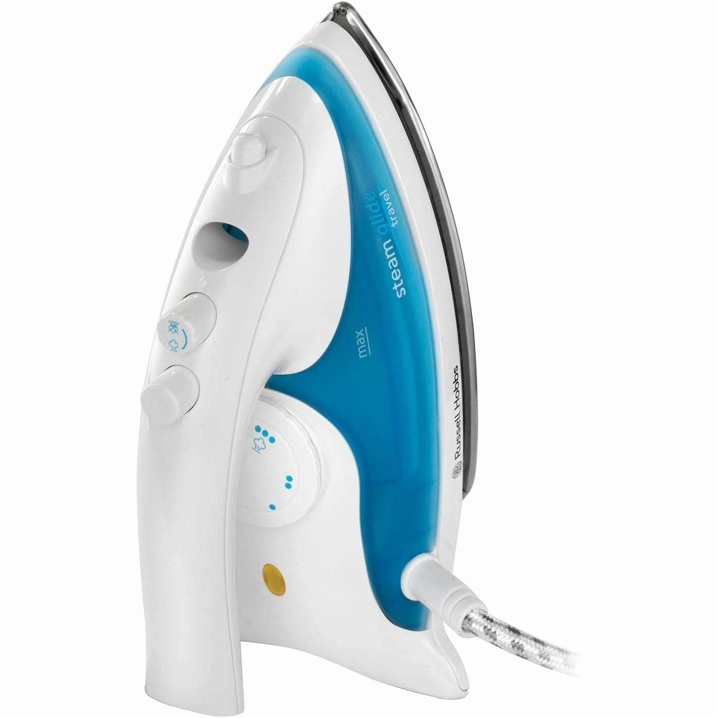 Russell Hobbs Dual Voltage Steam Glide Travel Iron, 80ml Water Tank, Stainless Steel Soleplate, Water Spray, Variable Temp & Steam - White