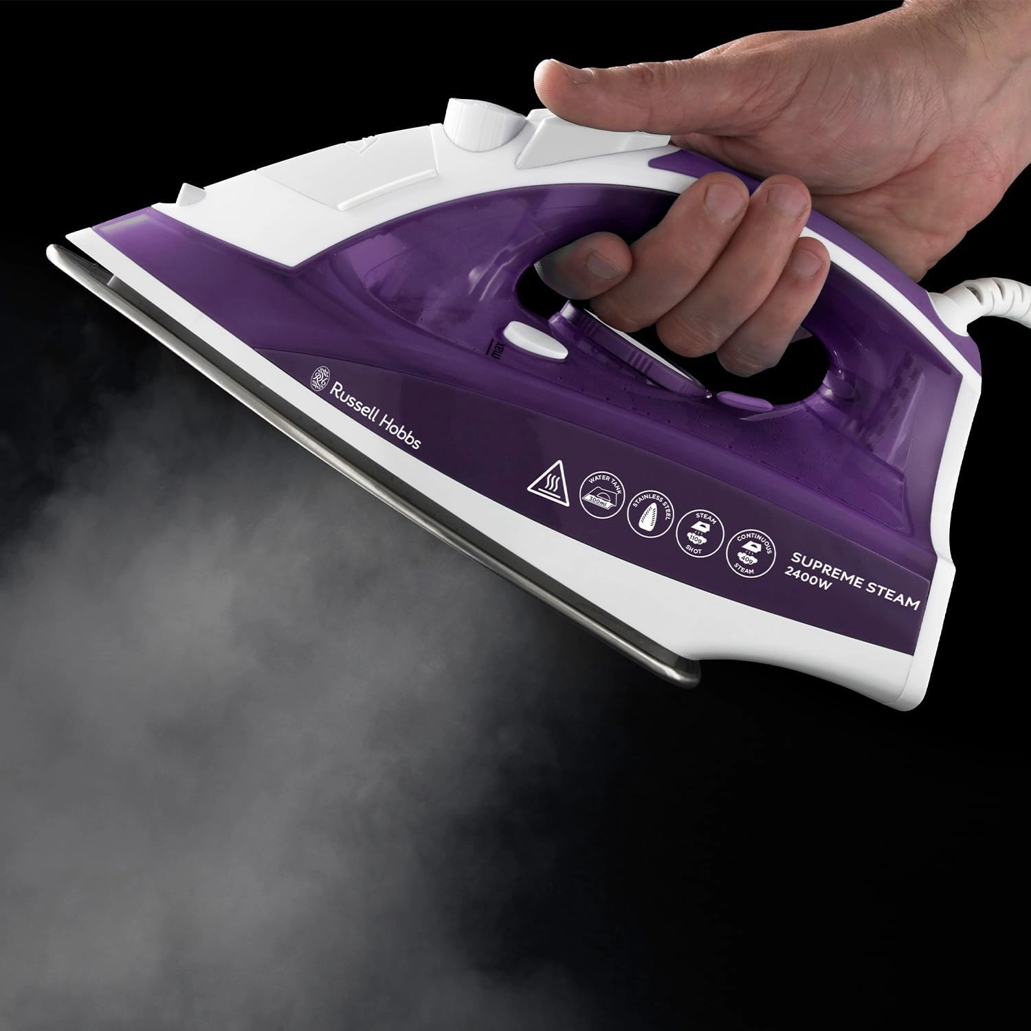 Russell Hobbs Supreme Steam Iron - 2400W, 110g Steam Shot, 300ml Tank, Stainless Steel Soleplate (Model 23060)
