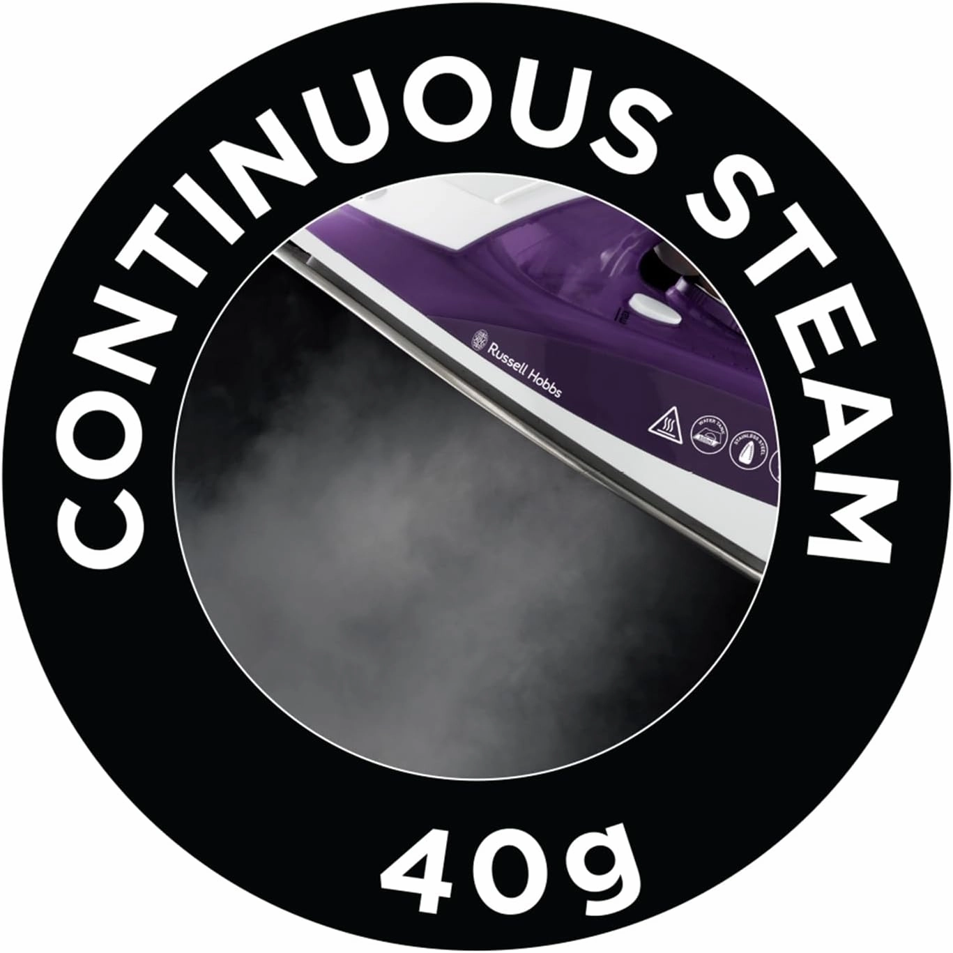 Russell Hobbs Supreme Steam Iron - 2400W, 110g Steam Shot, 300ml Tank, Stainless Steel Soleplate (Model 23060)