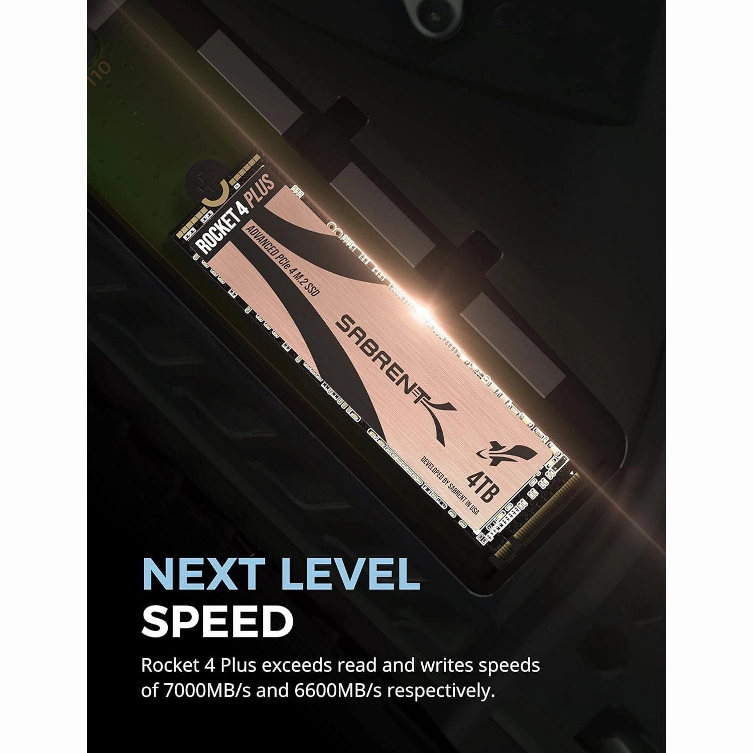Sabrent 4TB M.2 NVMe Gen 4 SSD with PS5 Heatsink - PCIe 4.0, 7100MB/s Read (SB-RKT4P-PSHS-4TB)