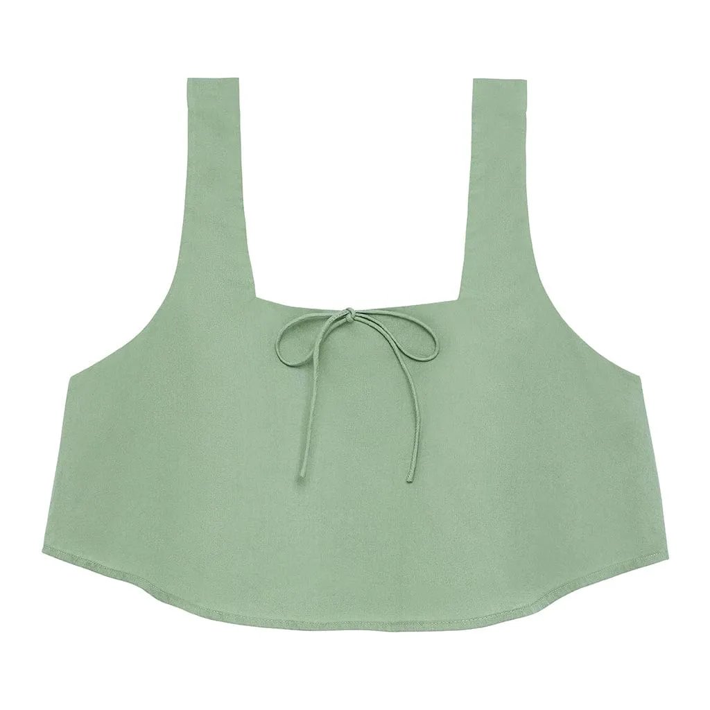 Sage Green Square Neck Crop Top