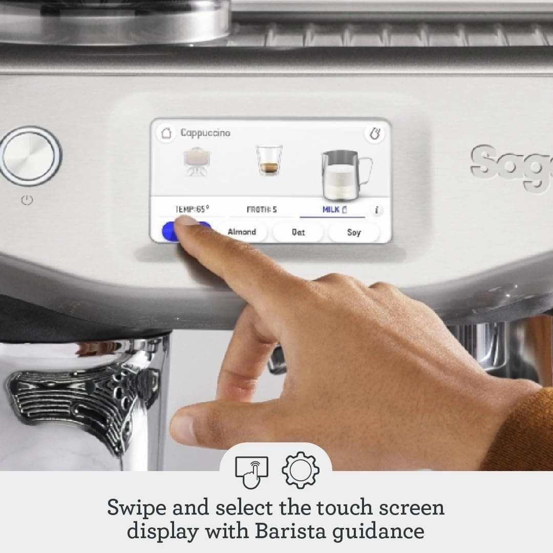 Sage - The Barista Touch Impress - Bean to Cup Coffee Machine with Grinder and Milk Frother, Brushed Stainless Steel