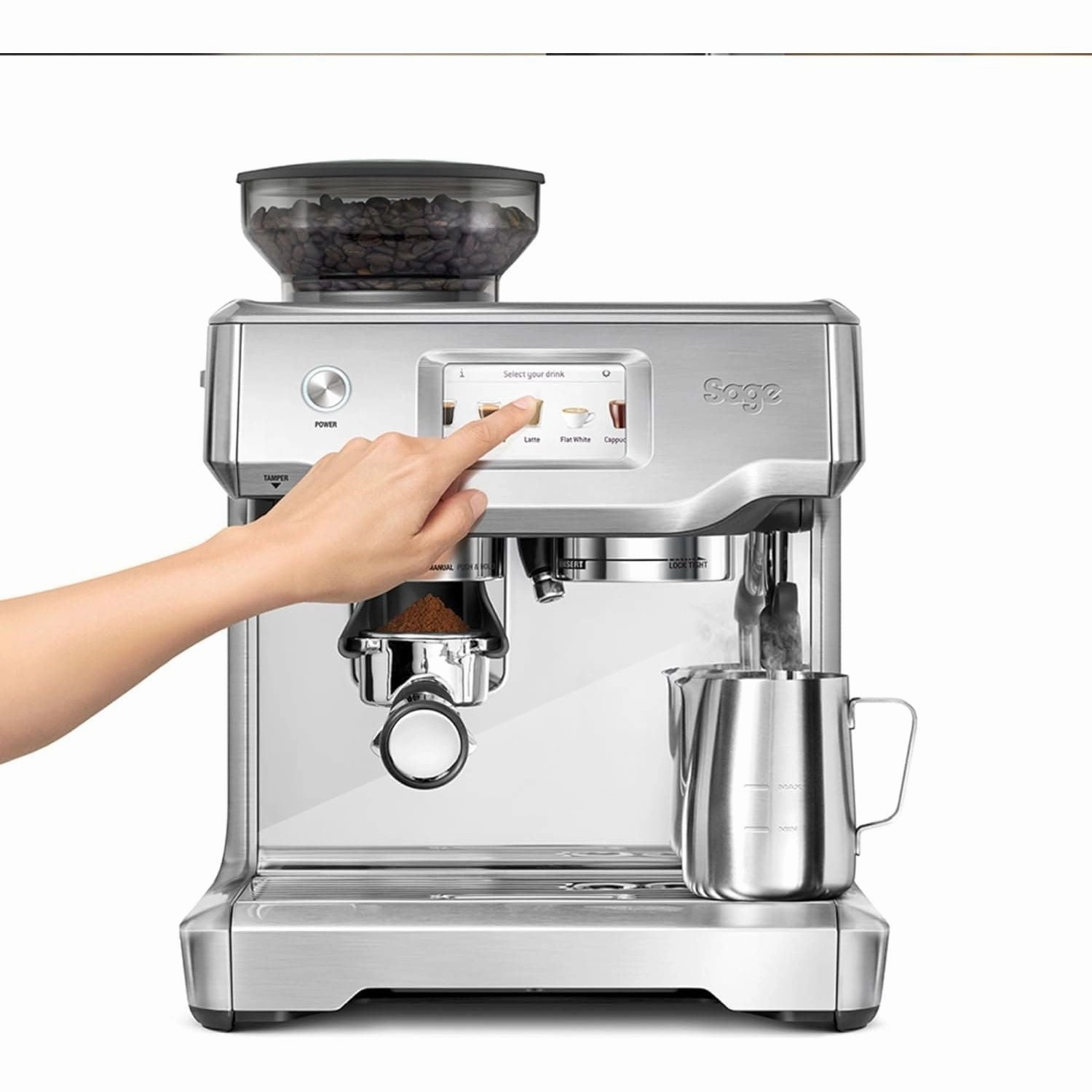 Sage - The Oracle Touch - Bean to Cup Coffee Machine with Grinder and Milk Frother, Brushed Stainless Steel