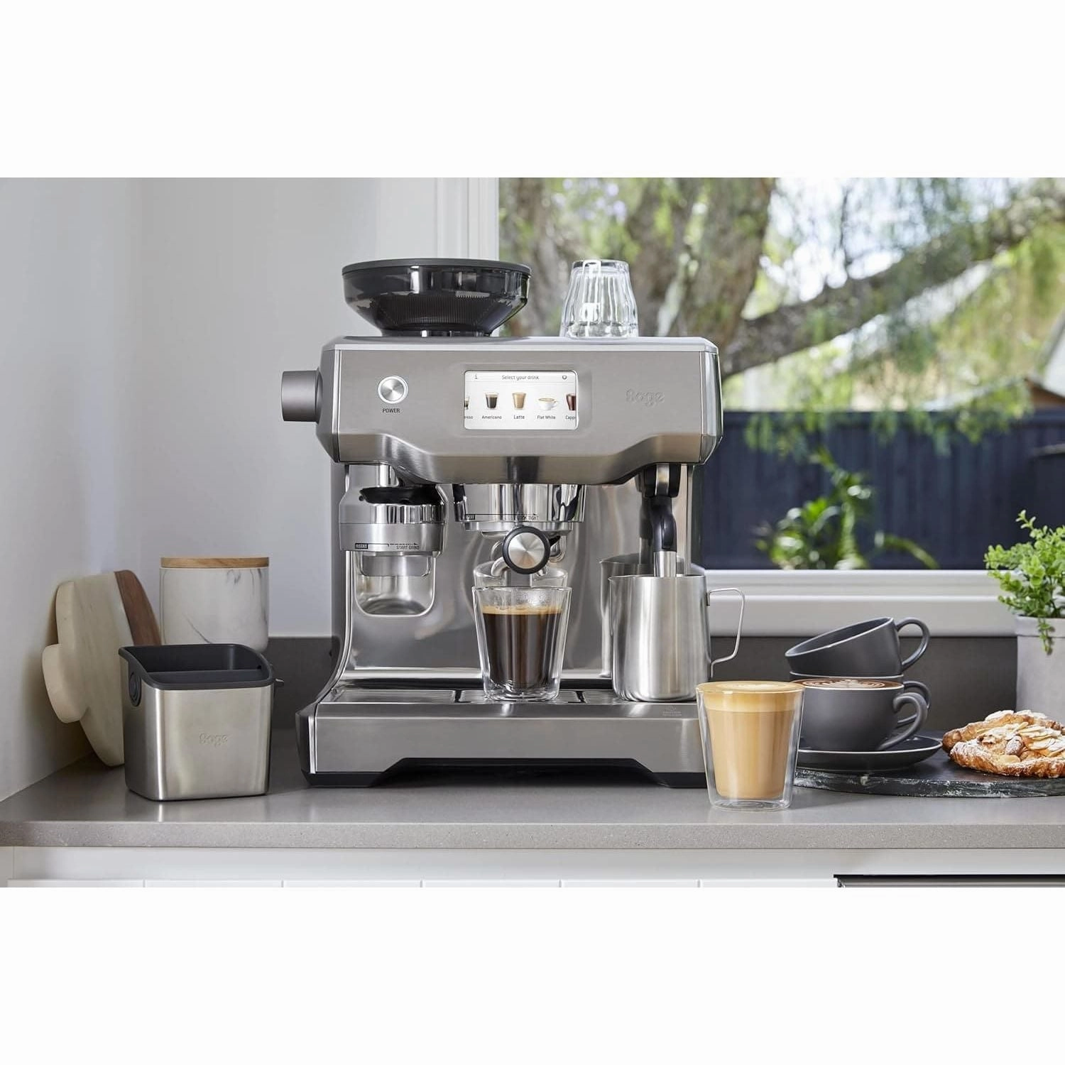Sage - The Oracle Touch - Bean to Cup Coffee Machine with Grinder and Milk Frother, Brushed Stainless Steel