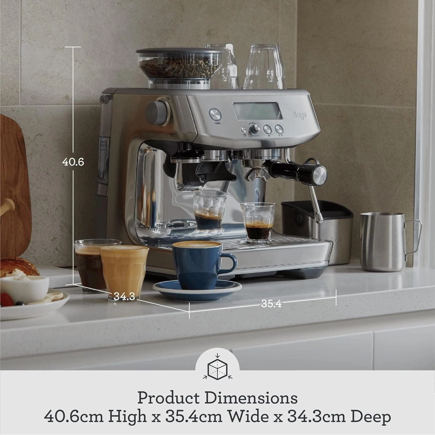Sage Barista Pro SES878 Espresso Coffee Machine - Stainless Steel