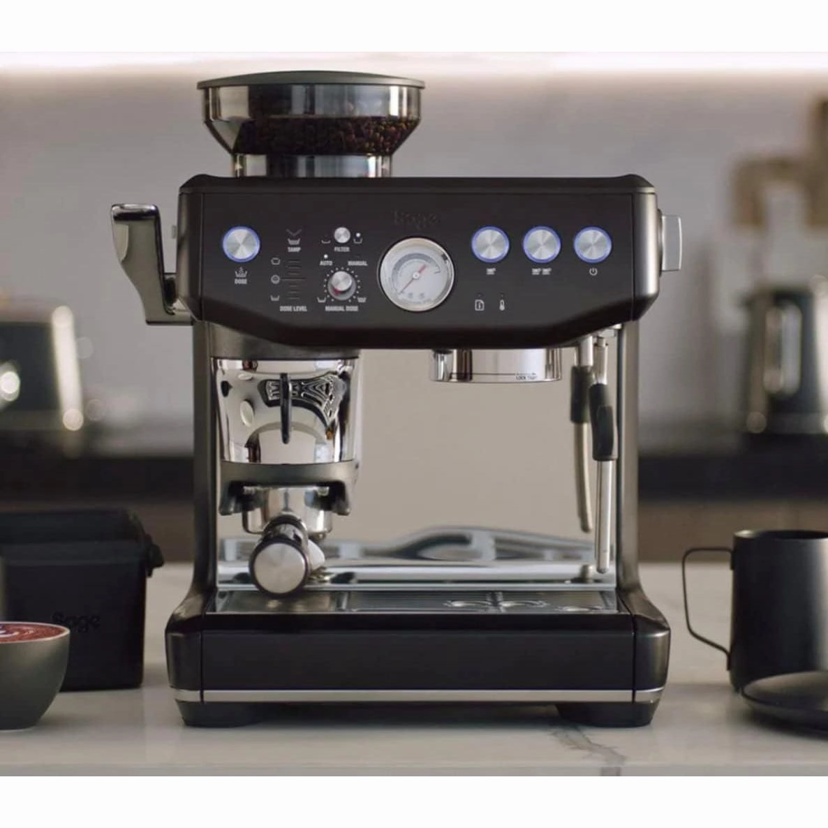 SAGE SES876BTR Barista Express Impress Bean-to-Cup Espresso Coffee Machine  Black Truffle