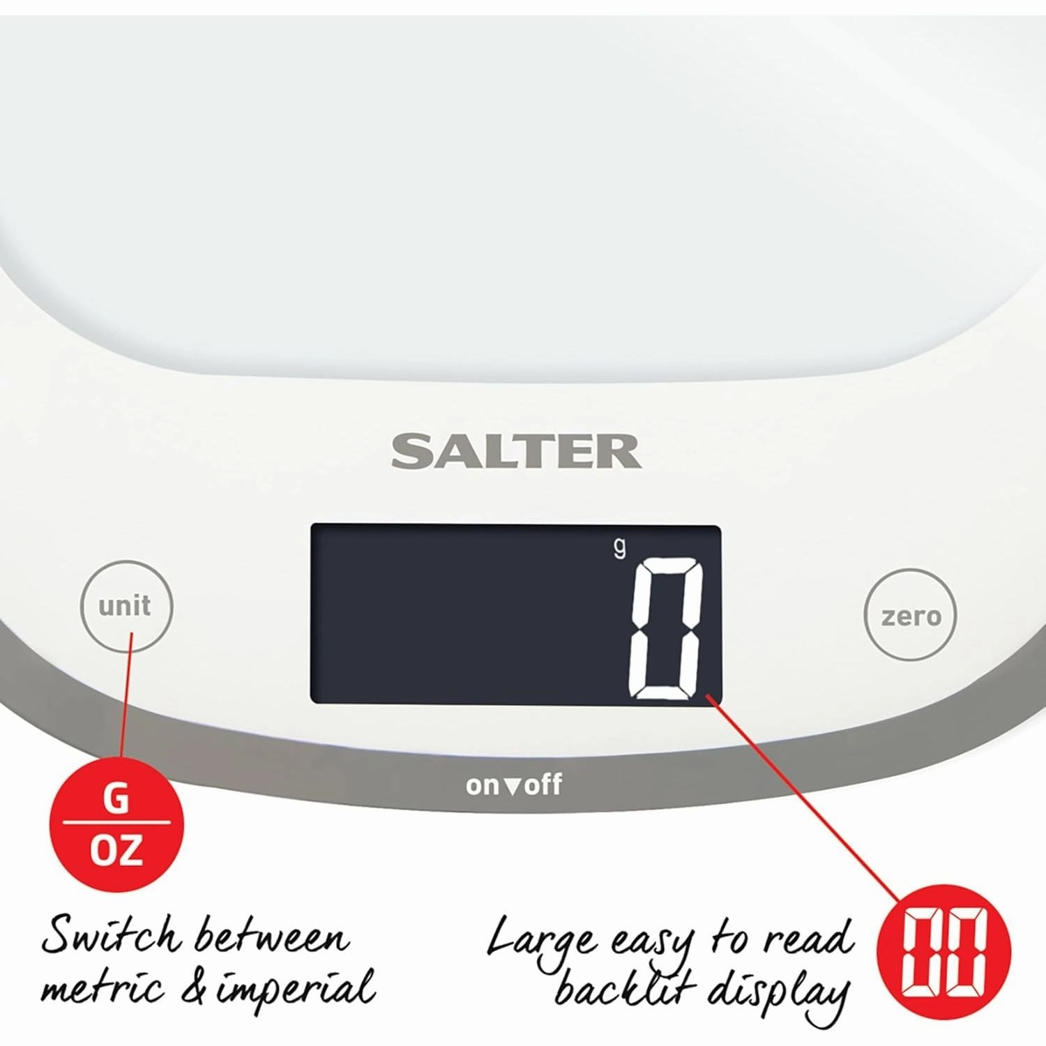 Salter 1050 WHDR Digital Kitchen Scale  5kg Capacity, Add & Weigh, Backlit Display  Curve Design