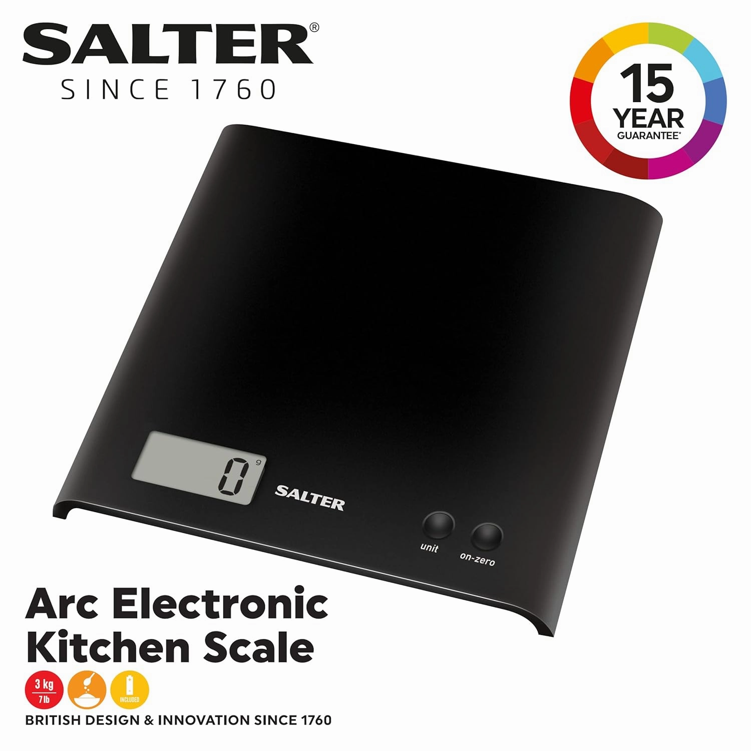 Salter 1066 BKDR15 Arc Kitchen Scale - Digital Food Weighing Scale