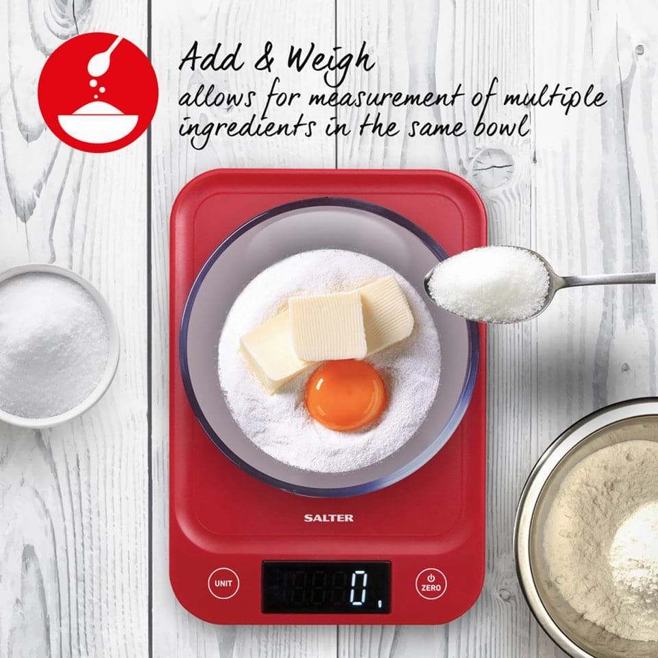 SALTER 5kg Digital Kitchen Scale - Red