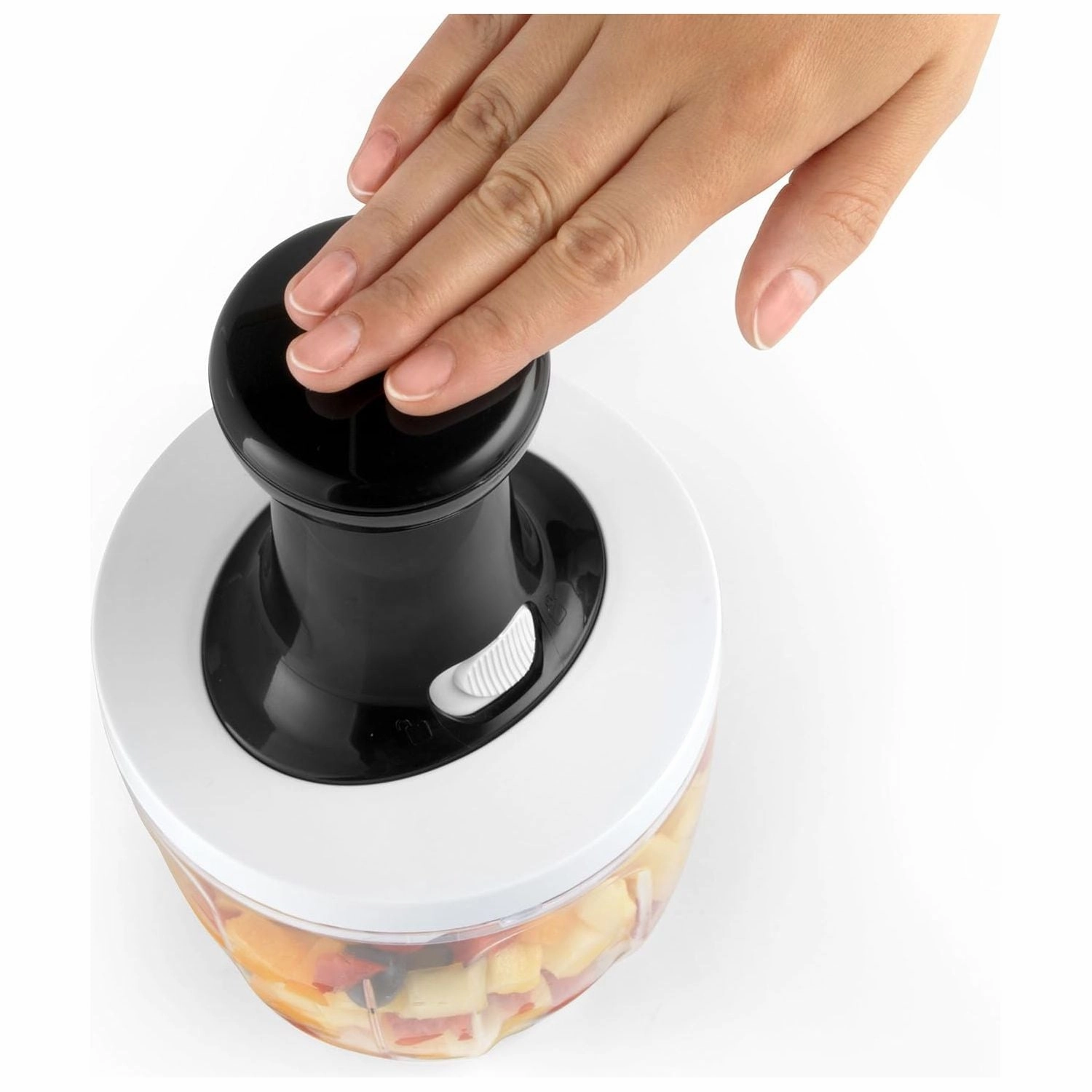 Salter BW12923EU7 Press Chopper  Manual Hand Dicer for Onion, Pepper, Garlic, Ginger, Herbs, Chillies, Stainless Steel Blade, Non-Slip, Easy to Clean, Compact Storage