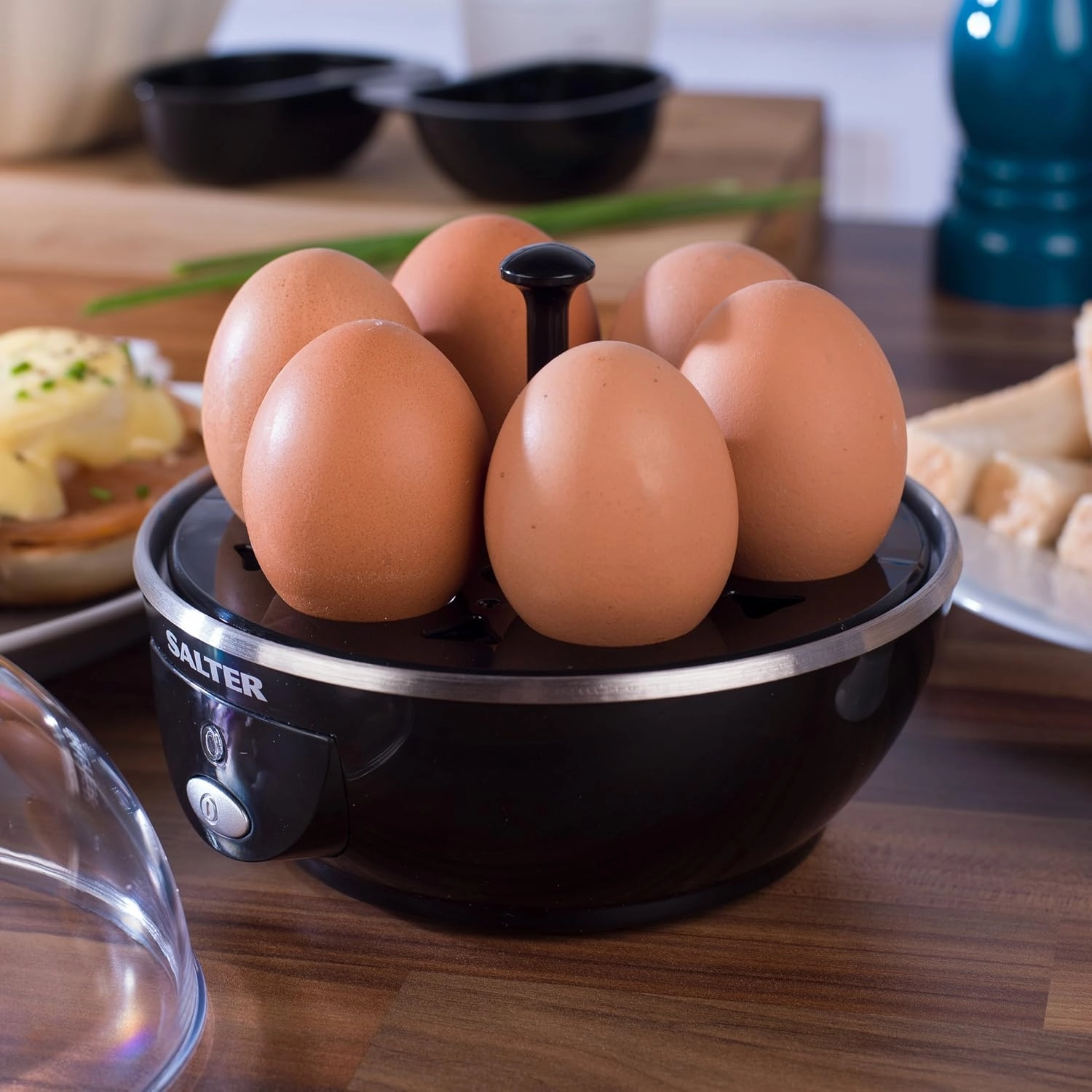 Salter Electric Multi Egg Cooker - 6 Egg Capacity, Soft, Hard & Poached Eggs, Includes Measuring Cup & Poaching Trays, 430W, Easy Clean & Compact