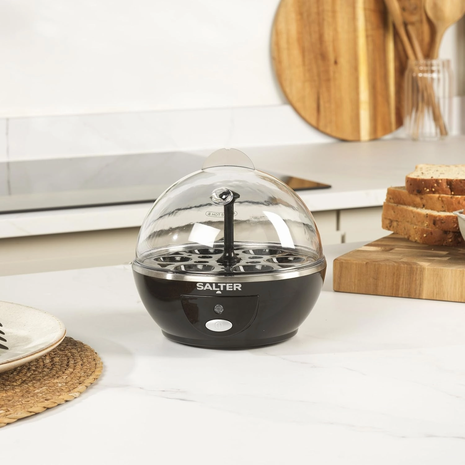 Salter Electric Multi Egg Cooker - 6 Egg Capacity, Soft, Hard & Poached Eggs, Includes Measuring Cup & Poaching Trays, 430W, Easy Clean & Compact