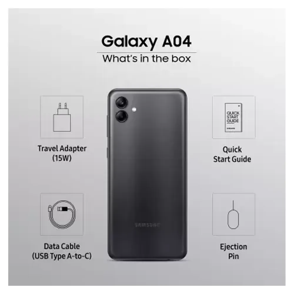 Samsung Galaxy A04 4G 32GB, 3GB RAM, Dual Sim, Black - Unlocked - International Model