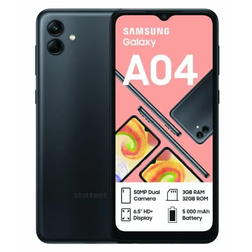 Samsung Galaxy A04 4G 32GB, 3GB RAM, Dual Sim, Black - Unlocked - International Model