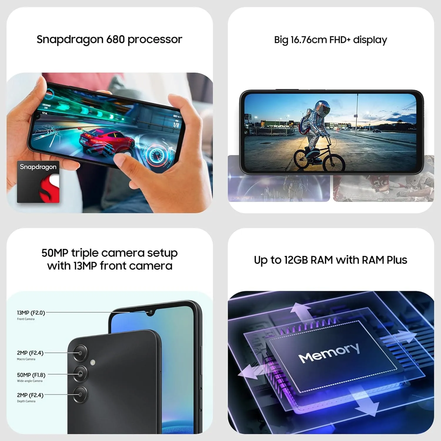 Samsung Galaxy A05s 4G - 64GB, 4GB RAM, Dual SIM, Light Violet, Unlocked, International Model