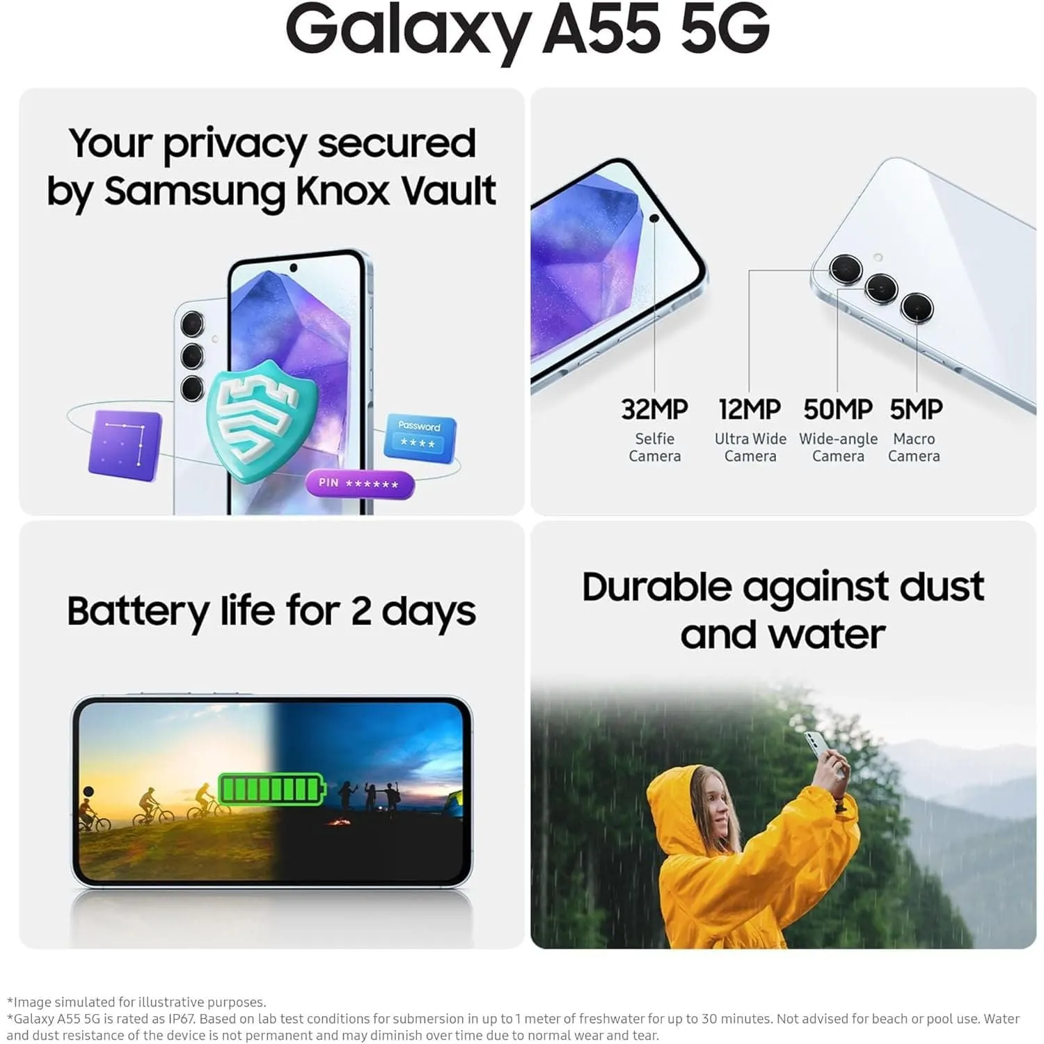 Samsung Galaxy A55 5G 128GB 8GB RAM, Dual SIM, Awesome Lemon, Unlocked SIM Free Smartphone