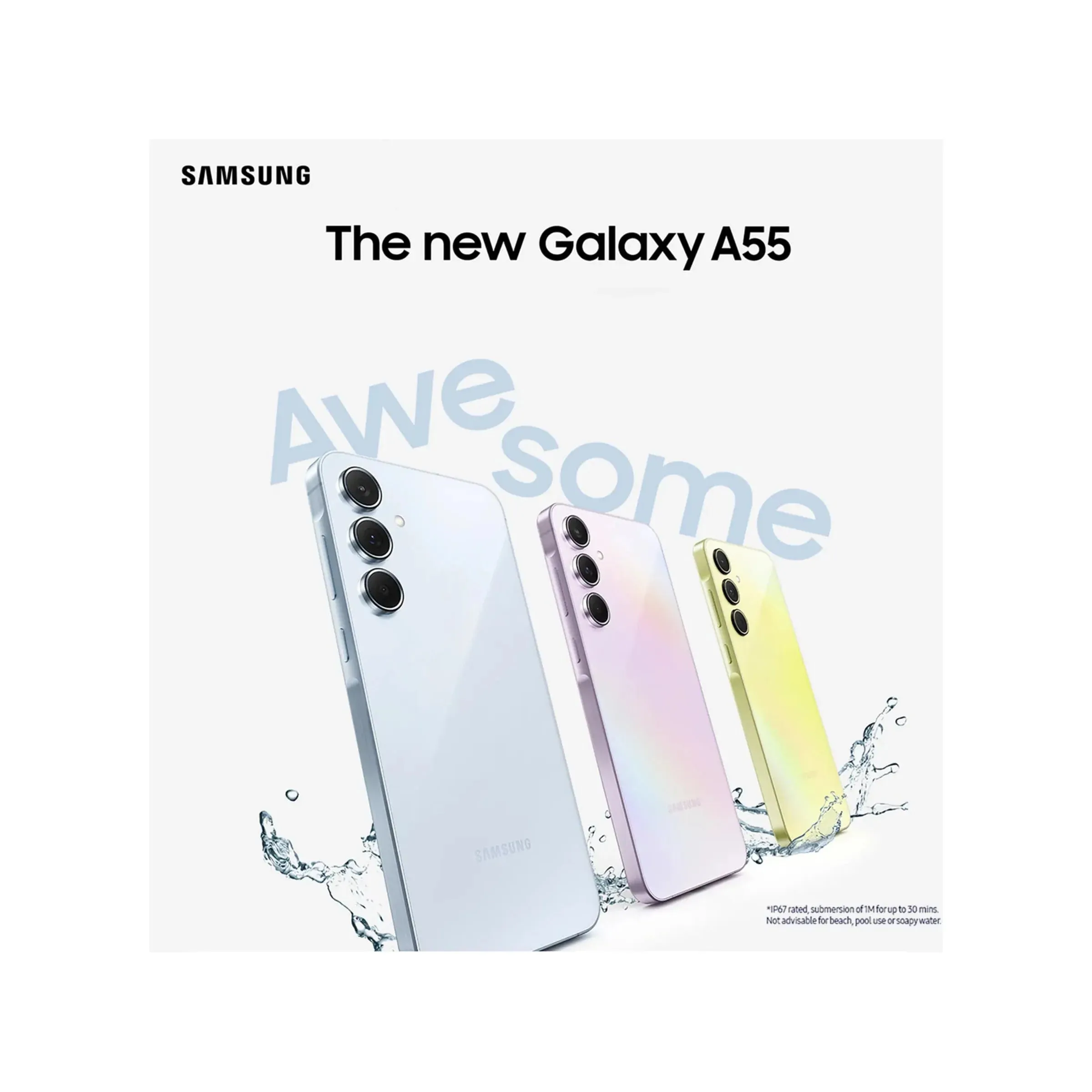Samsung Galaxy A55 5G 128GB 8GB RAM, Dual Sim, Awesome Lilac, Unlocked Smartphone