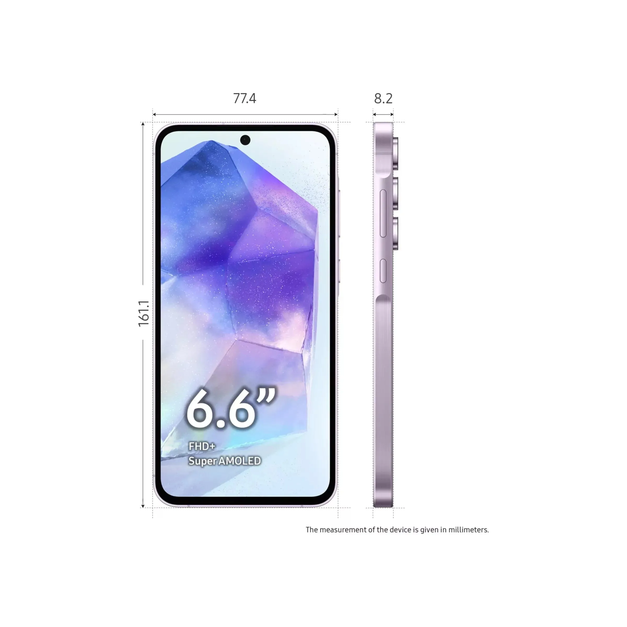 Samsung Galaxy A55 5G 128GB 8GB RAM, Dual Sim, Awesome Lilac, Unlocked Smartphone