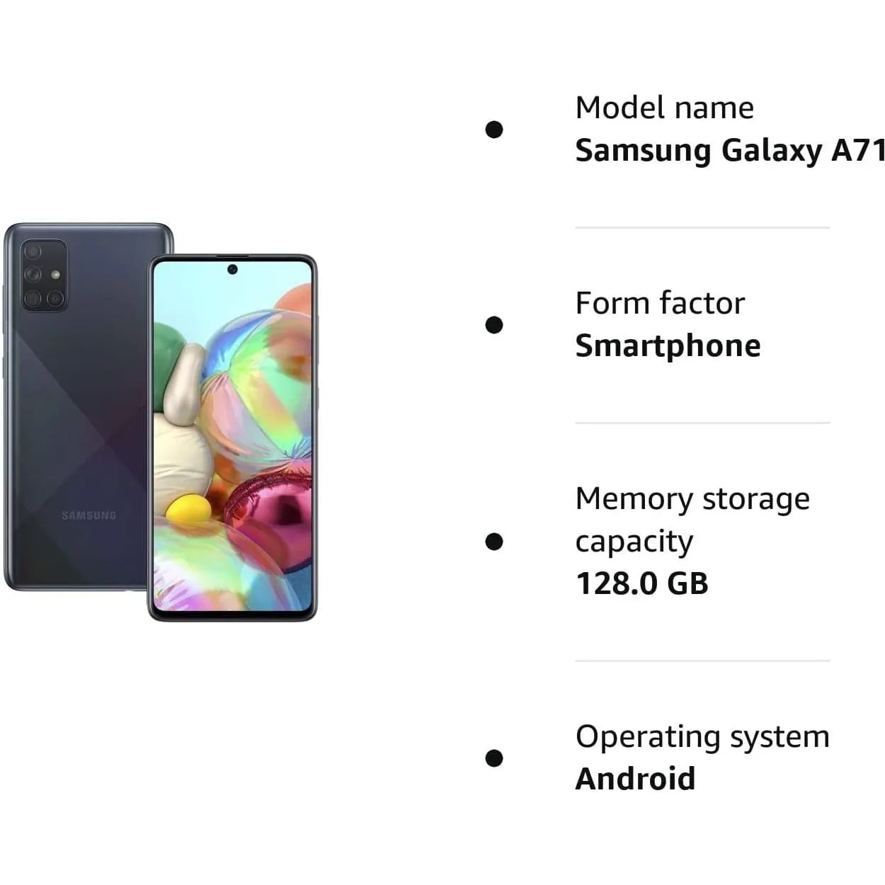 Samsung Galaxy A71 Dual Sim 128 GB - Black - Unlocked