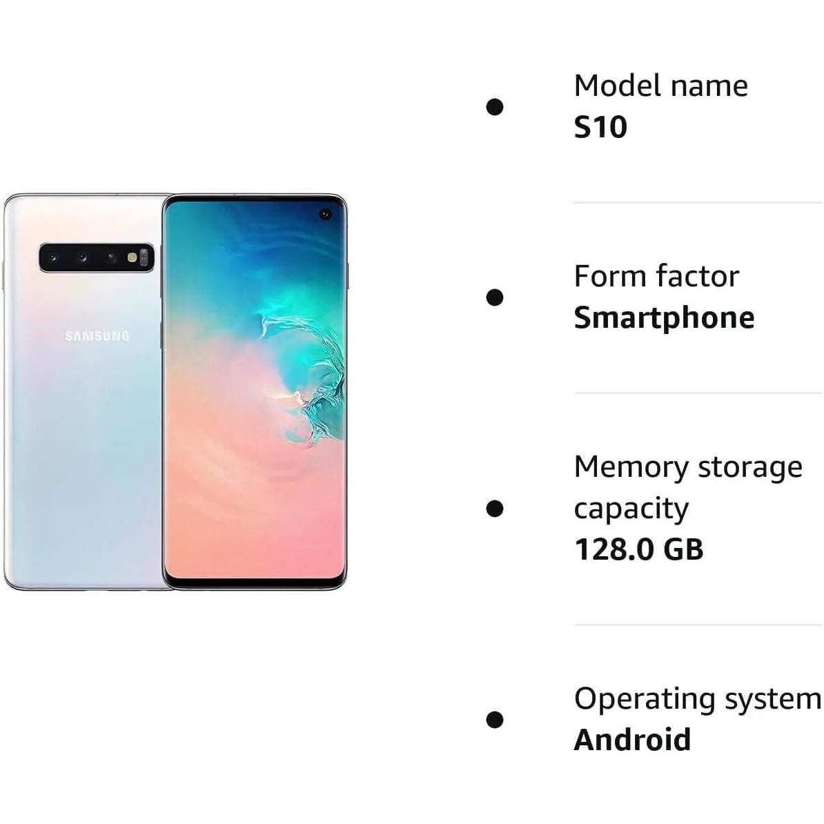 Samsung Galaxy S10 Plus 4G 128GB Storage Prism White - Unlocked