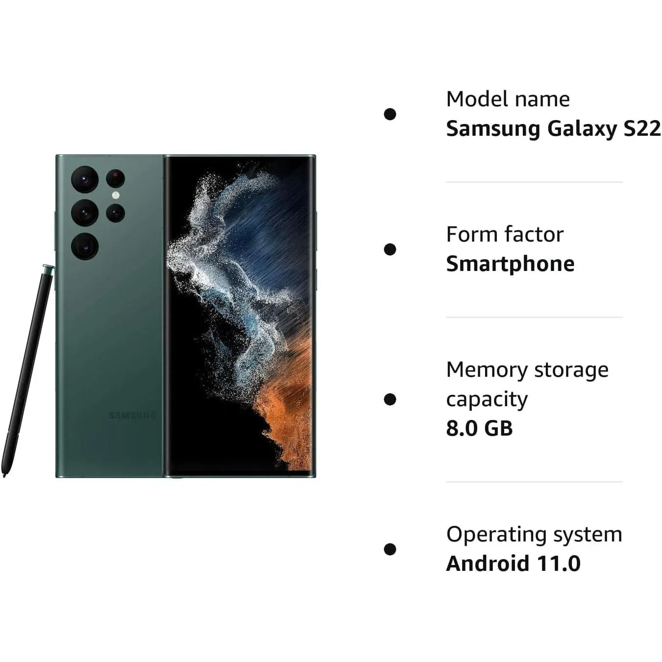 Samsung Galaxy S22 Ultra 5G 128GB Green Sim-Free Unlocked Mobile Phone