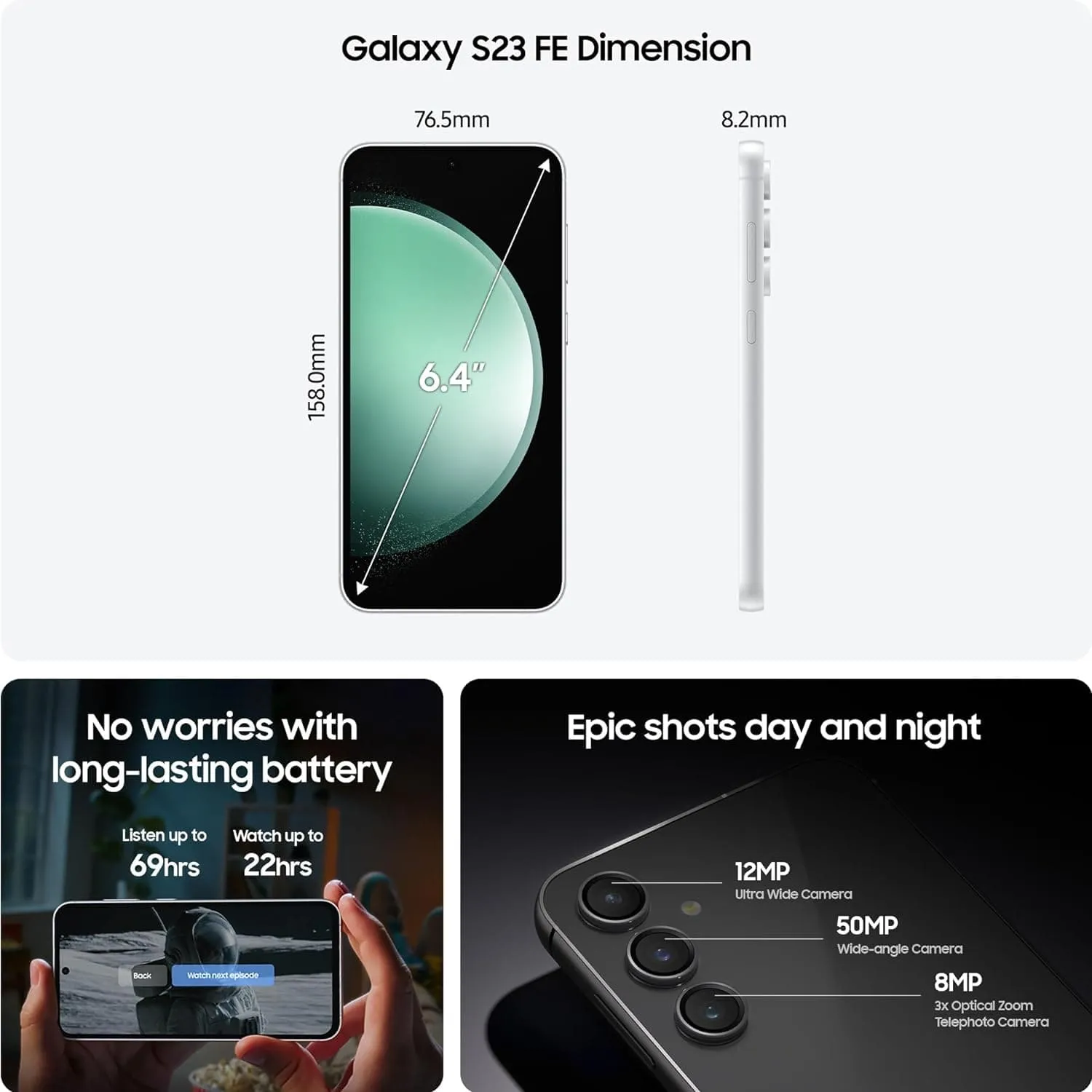 Samsung Galaxy S23 FE 5G 128GB AI-Powered Smartphone Mint Unlocked