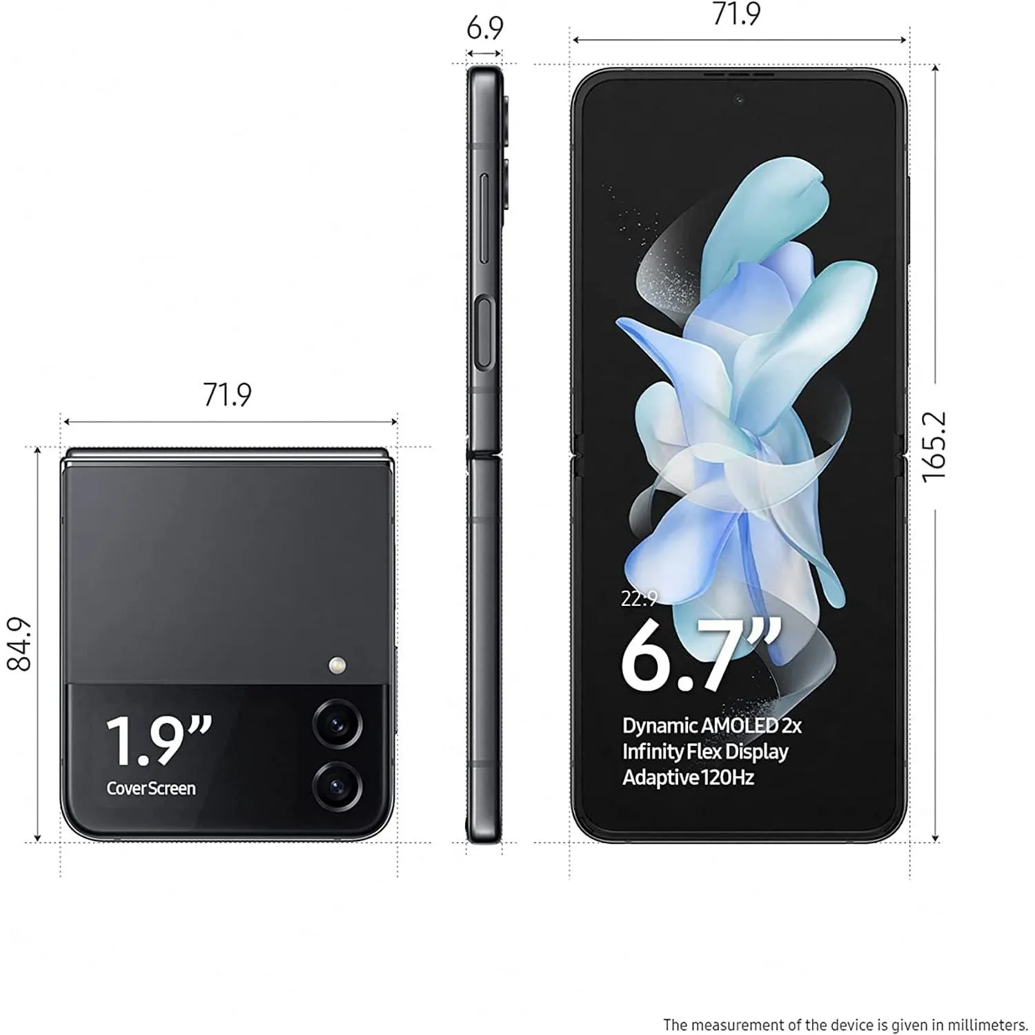 Samsung Galaxy Z Flip4 5G, 8GB RAM /128GB Storage Graphite - Unlocked