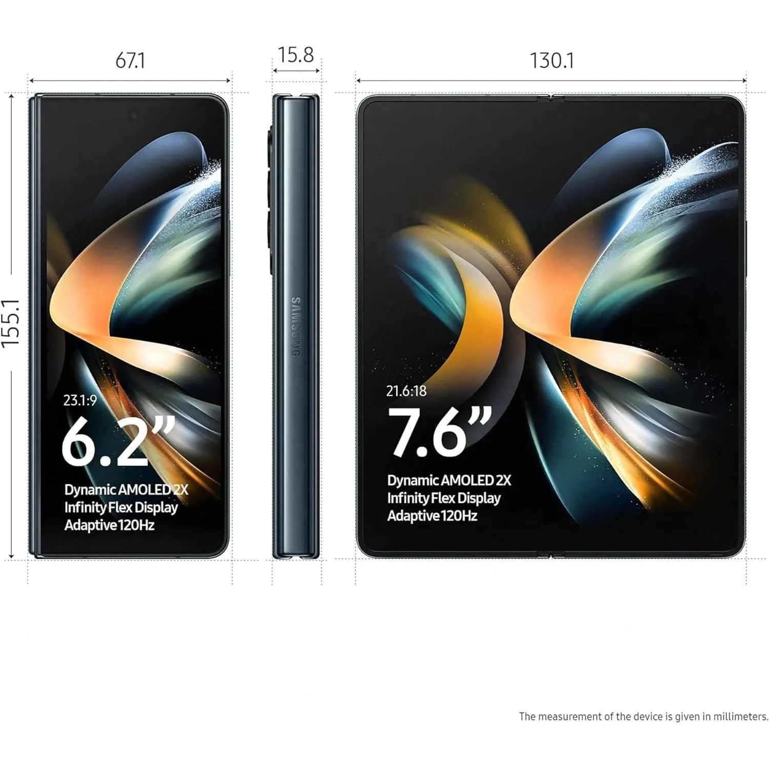 Samsung Galaxy Z Fold4 5G -  256GB, 12GB RAM, Grey Green, Unlocked Mobile Phone