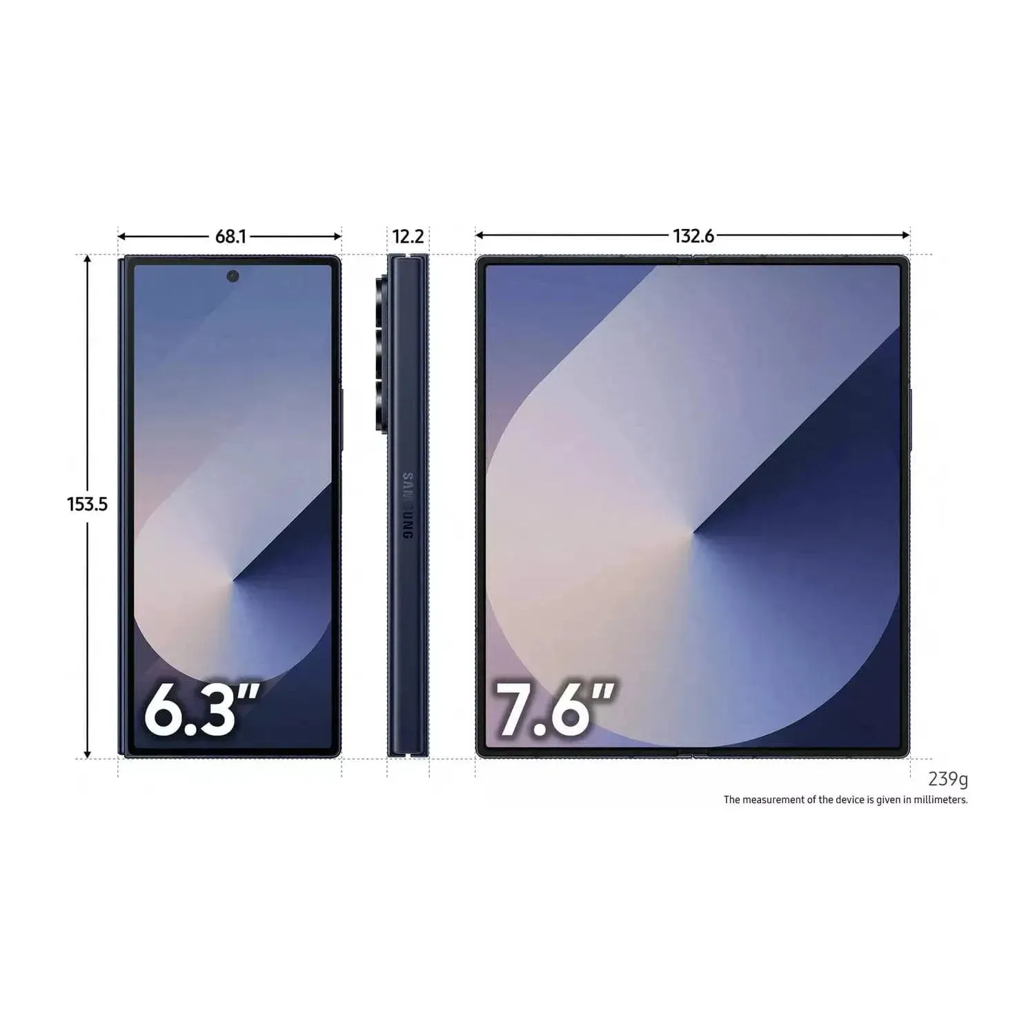 Samsung Galaxy Z Fold6 5G 512GB SIM-Free Navy Unlocked Mobile Phone