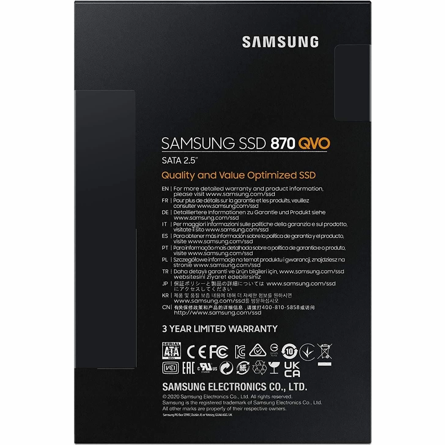 Samsung 870 QVO 2 TB SATA 2.5 Inch Internal Solid State Drive (SSD) (MZ-77Q2T0), Black