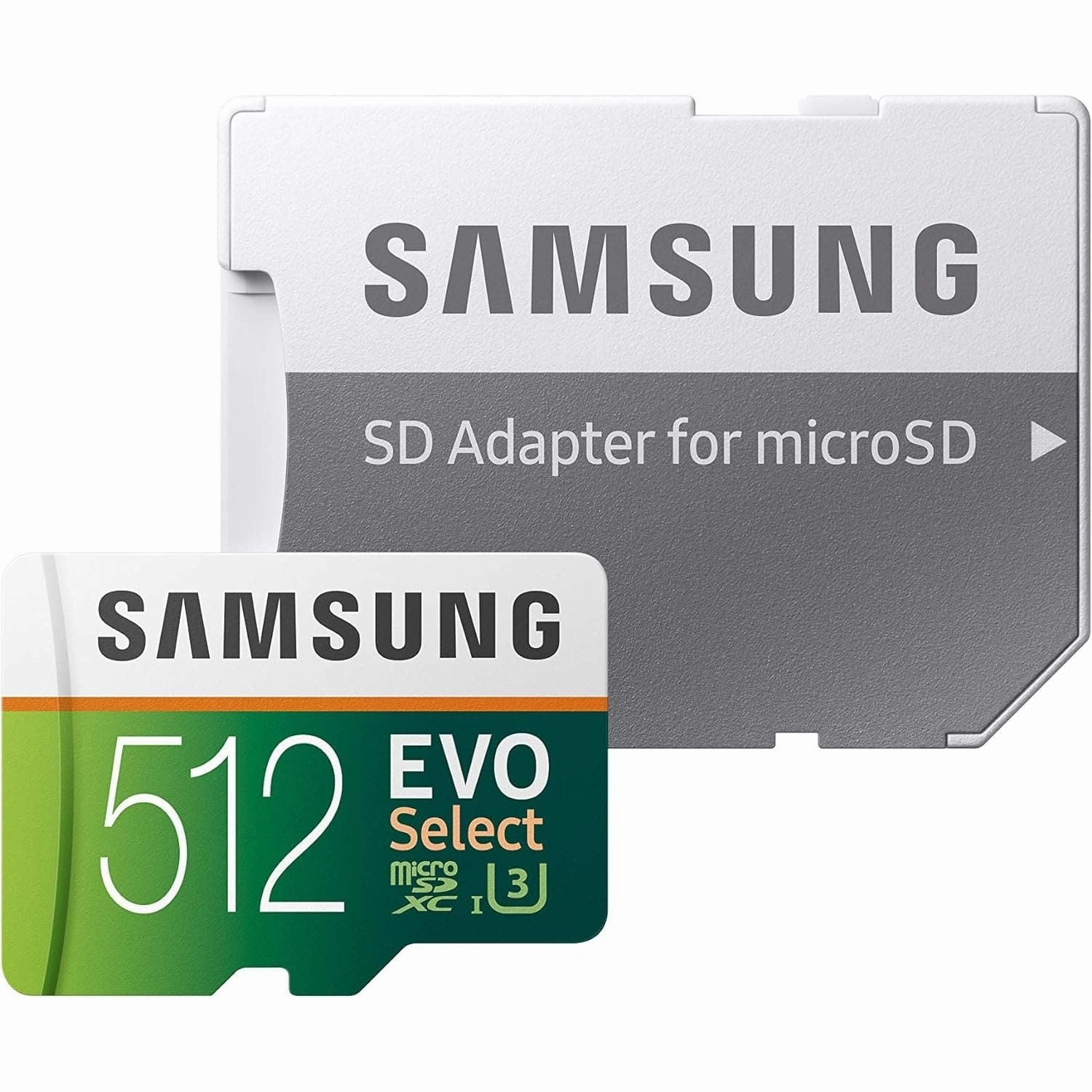 Samsung EVO Select 512GB microSD - 100MB/s Read, 90MB/s Write, Full HD & 4K UHD, with SD Adapter - For Smartphone, Tablet, Action Camera, Drone, and Notebook