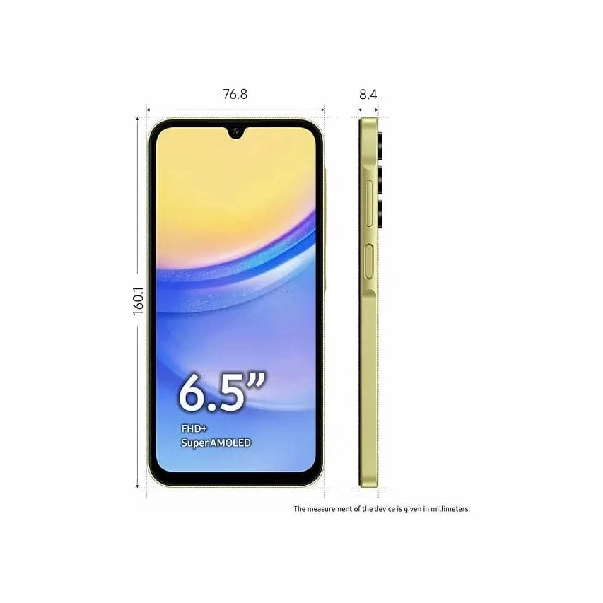 Samsung Galaxy A15 5G 128GB 4GB RAM, Dual SIM, Yellow, Unlocked Smartphone