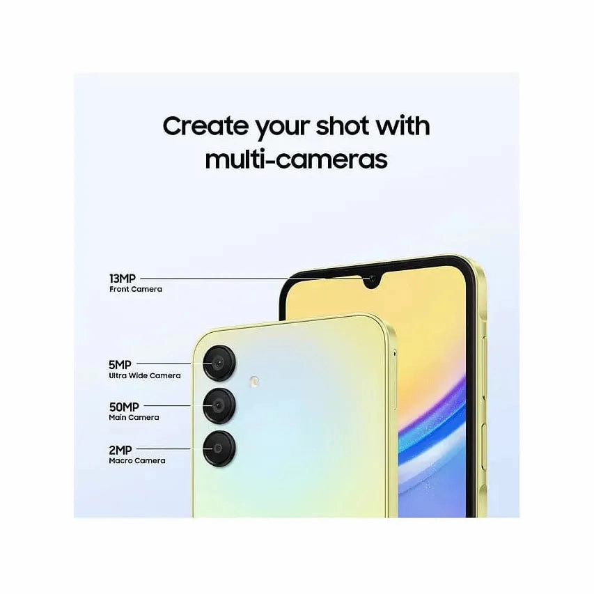 Samsung Galaxy A15 5G 128GB 4GB RAM, Dual SIM, Yellow, Unlocked Smartphone