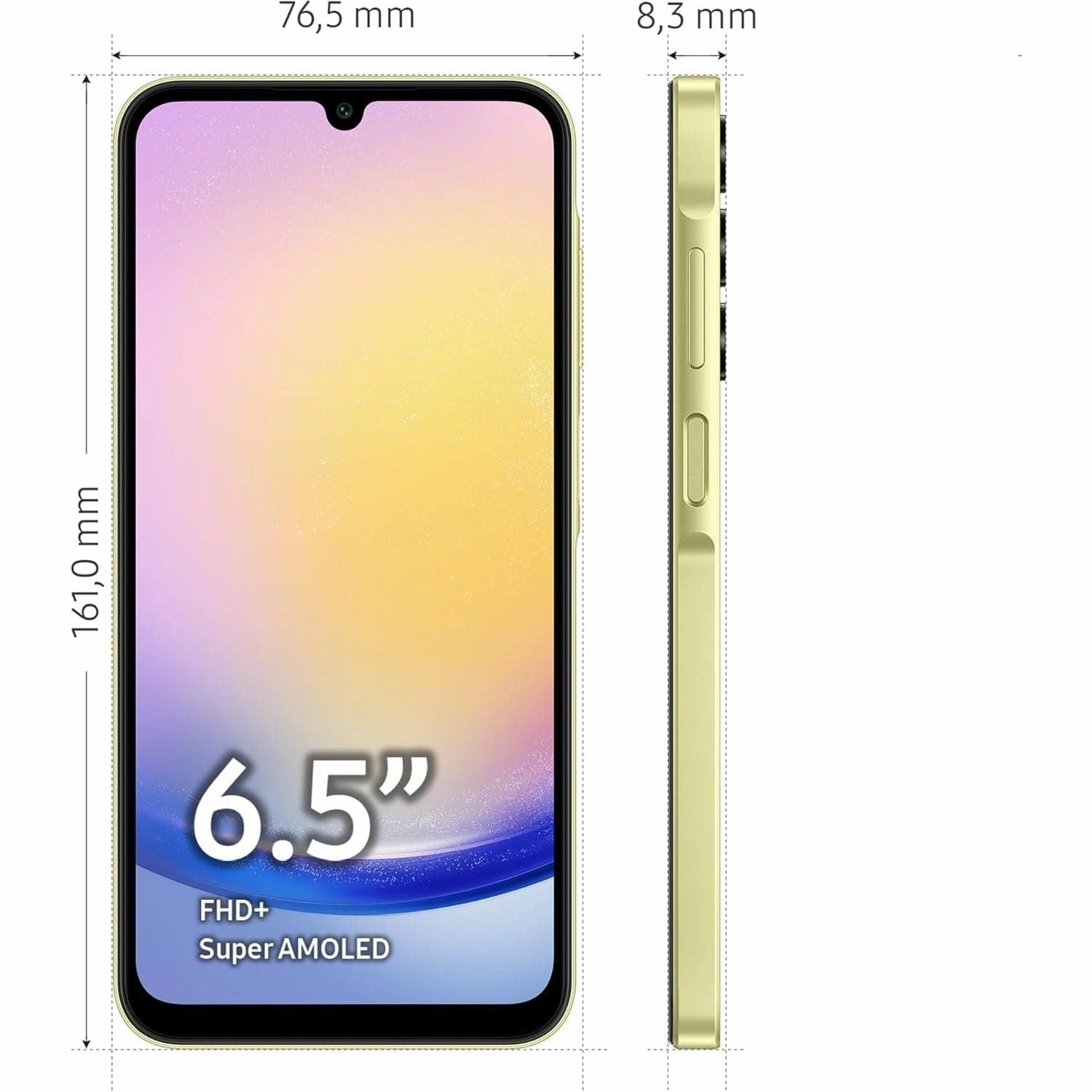 Samsung Galaxy A25 5G 128GB 6GB RAM, Dual SIM, Yellow, Unlocked Smartphone