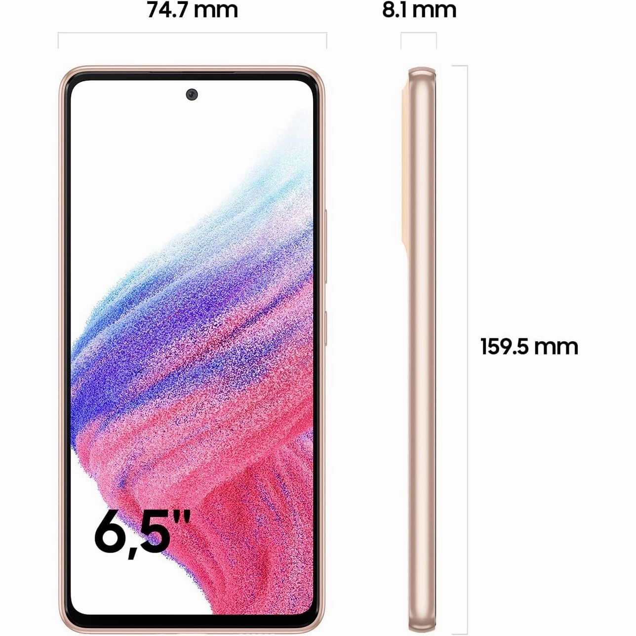 Samsung Galaxy A53 5G Dual SIM 6GB RAM 128 GB Storage Peach- Unlocked