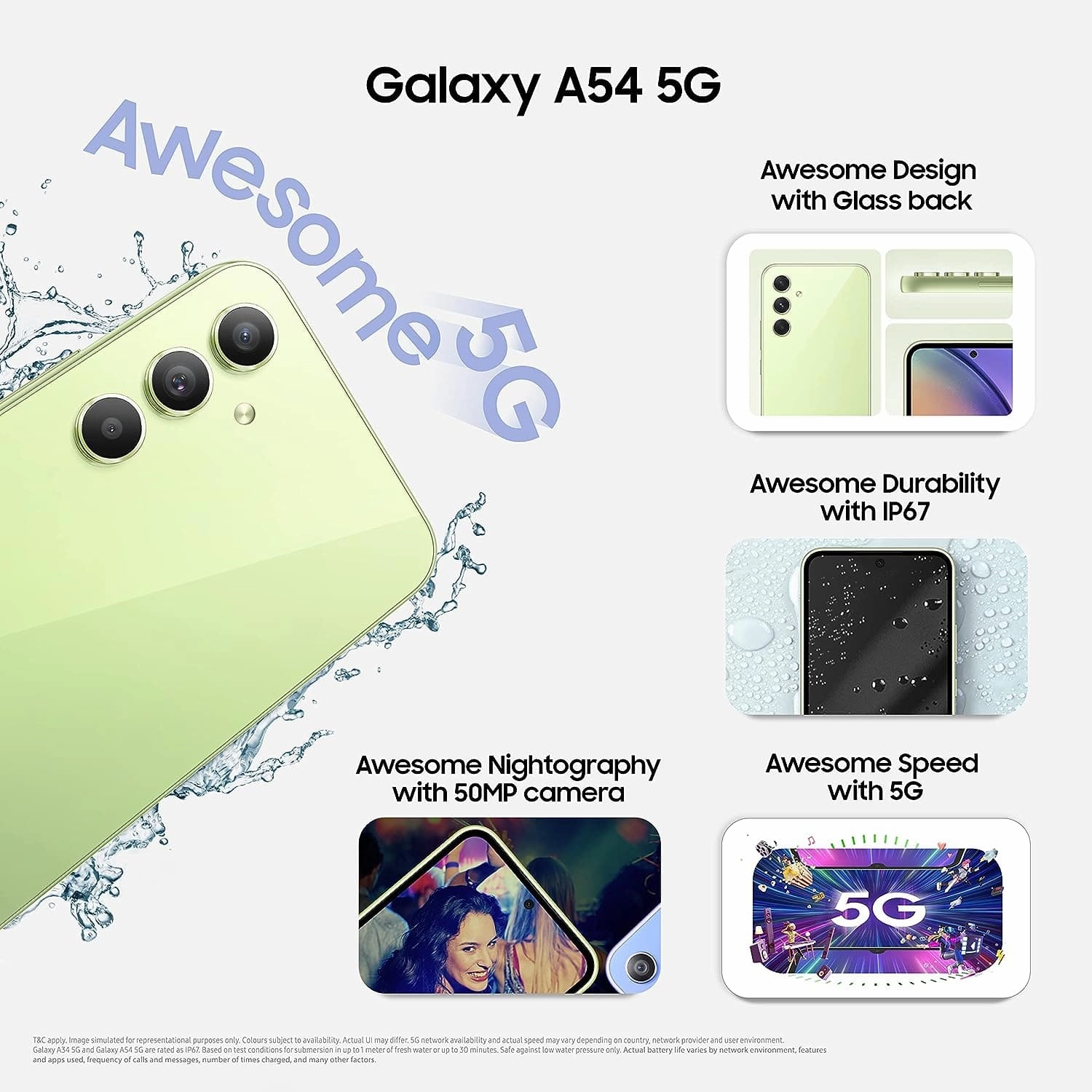 Samsung Galaxy A54 5G - 8GB Ram - 256GB Storage - Dual Sim - Awesome Violet - Unlocked - International Model