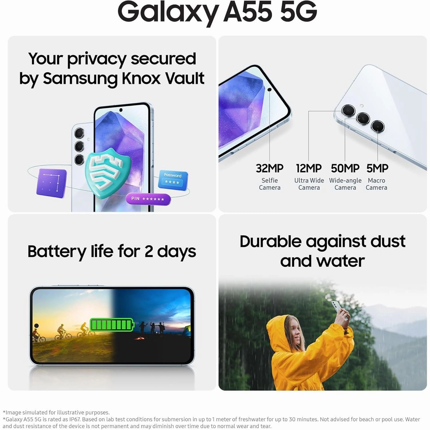 Samsung Galaxy A55 5G, 128GB Storage, 8GB RAM, Dual SIM, Awesome Navy, Unlocked