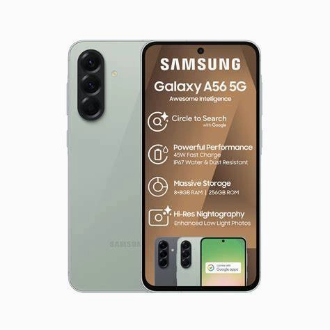 Samsung Galaxy A56 5G Dual SIM, 8GB RAM, 256GB Storage - Unlocked - Awesome Olive