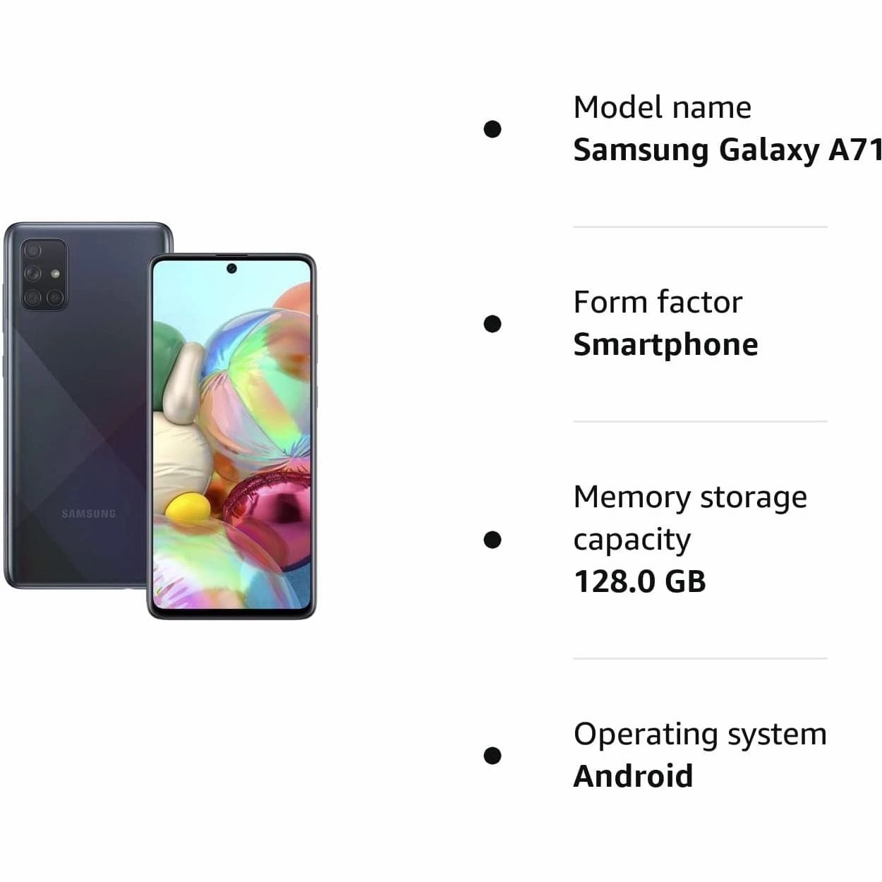 Samsung Galaxy A71 Dual Sim 128 GB - Black - Unlocked