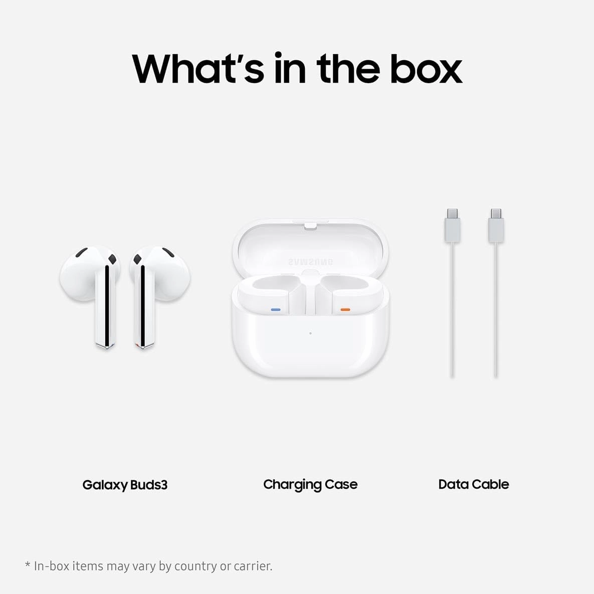 Samsung Galaxy Buds3 White with Galaxy AI, Wireless Earbuds, Noise Cancelling, Bluetooth, 360 Audio, 2 Year Manufacturer Extended Warranty (UK Version)