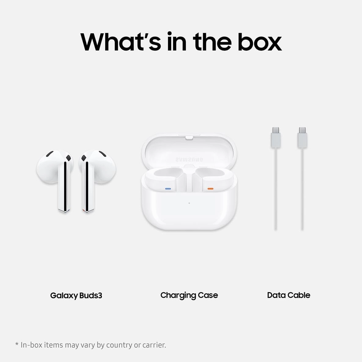 Samsung Galaxy Buds3 White with Galaxy AI, Wireless Earbuds, Noise Cancelling, Bluetooth, 360 Audio, 2 Year Manufacturer Extended Warranty (UK Version)