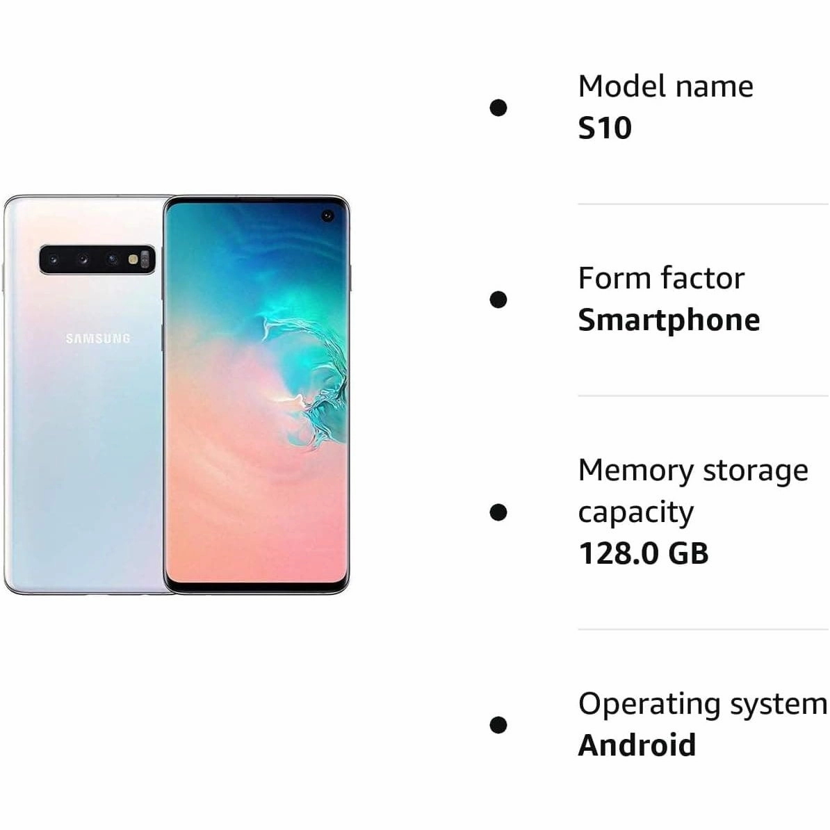 Samsung Galaxy S10 Plus 4G 128GB Storage Prism White - Unlocked