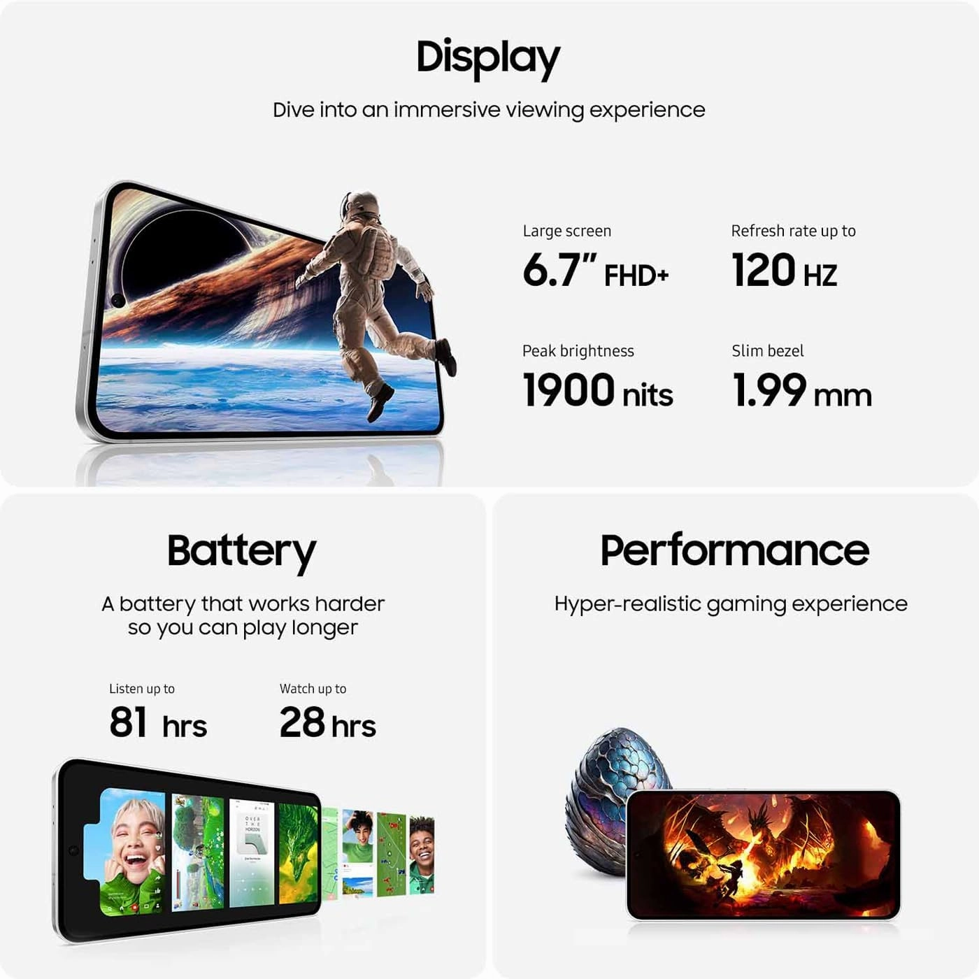 Samsung Galaxy S24 FE 128GB 8GB Graphite Sim-Free Unlocked Mobile Phone