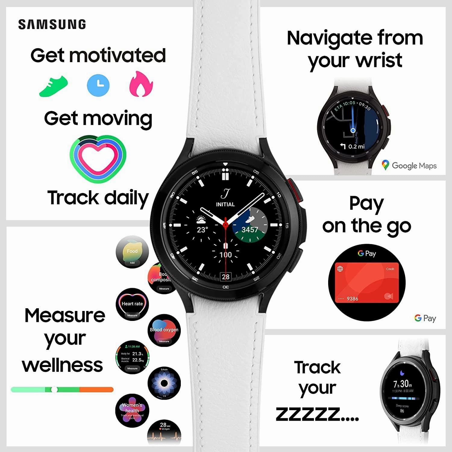 SAMSUNG Galaxy Watch4 Classic GPS   4G , 46 mm, Stainless Steel, Silver- Unlocked