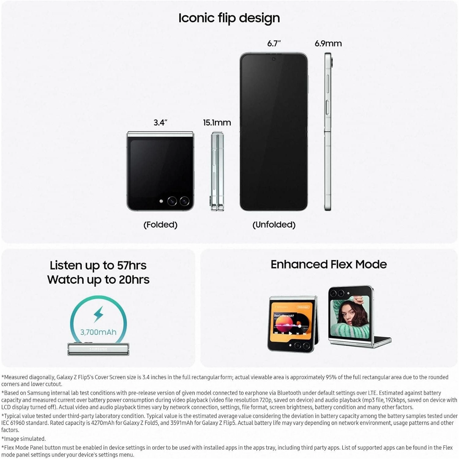 Samsung Galaxy Z Flip5 5G Smartphone - 8GB RAM, 512GB, Cream (SM-F731B)